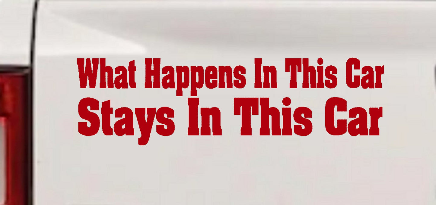 Funny Car Sticker What Happens in This Car Stays in This Car Decal