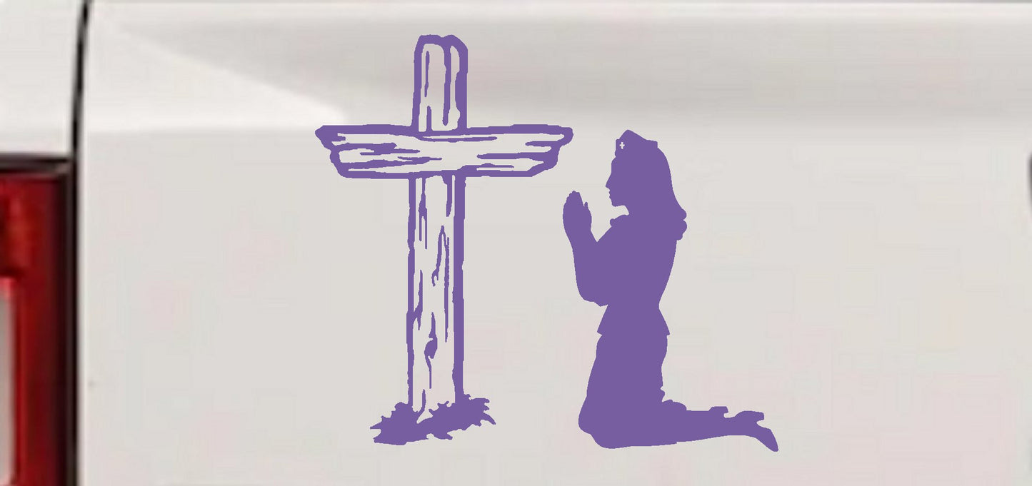 Nurse Cross Christian Decal for Cars Trucks Vinyl Window Sticker