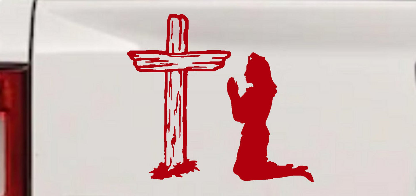 Nurse Cross Christian Decal for Cars Trucks Vinyl Window Sticker