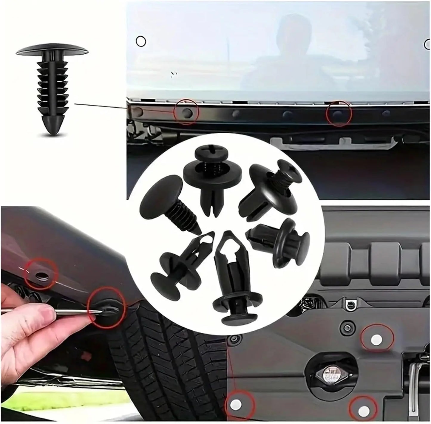 Bagged Set of 190 Pcs Car Universal Buckles 6 Models Size Fastener Rivet Clamping Fastener Buckle Car Accessory Abs Material Fixed Screw