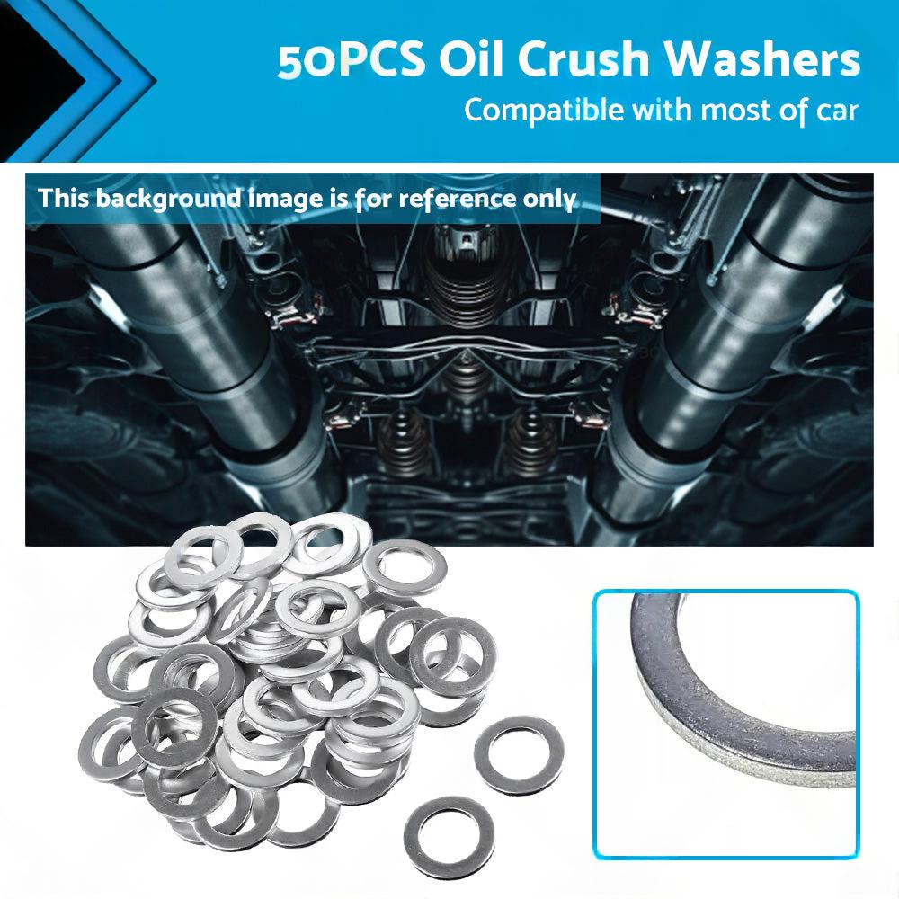 50PCS Oil Crush Washers Drain Plug Gaskets Suitable for Most Cars