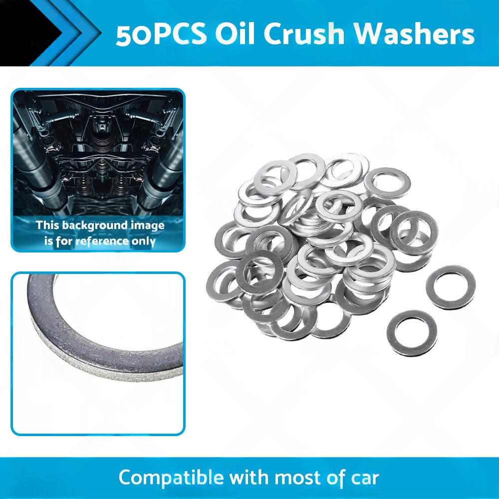 50PCS Oil Crush Washers Drain Plug Gaskets Suitable for Most Cars