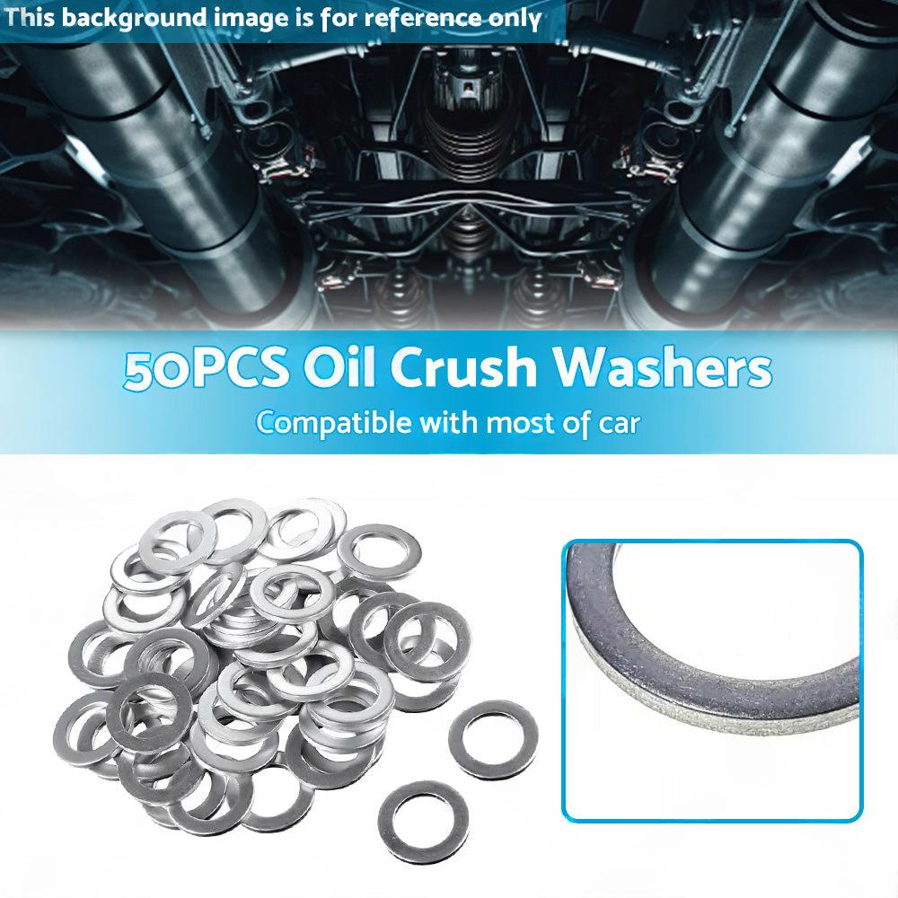 50PCS Oil Crush Washers Drain Plug Gaskets Suitable for Most Cars