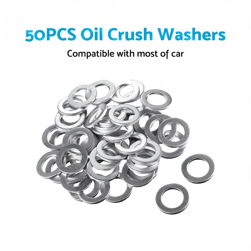 50PCS Oil Crush Washers Drain Plug Gaskets Suitable for Most Cars