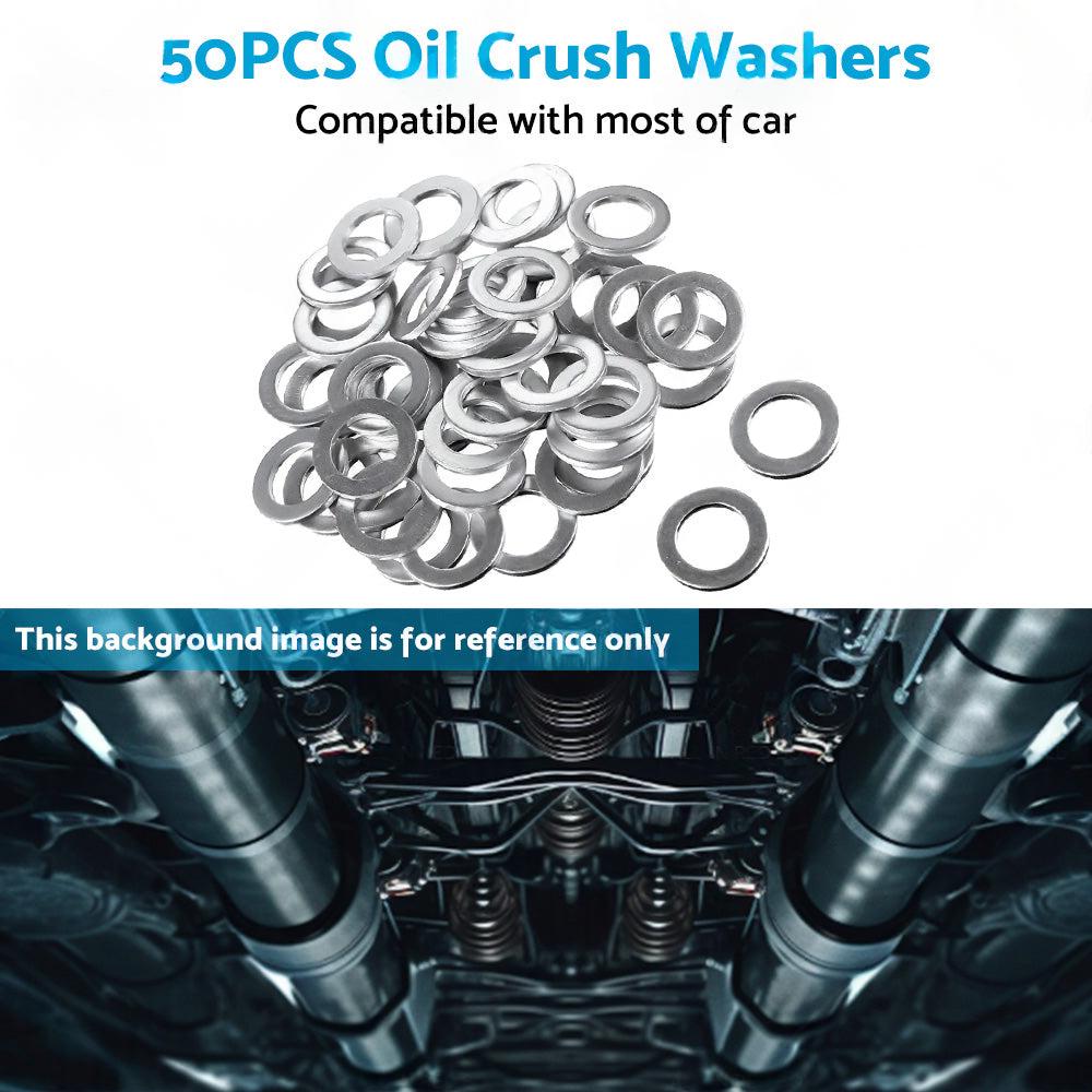 50PCS Oil Crush Washers Drain Plug Gaskets Suitable for Most Cars