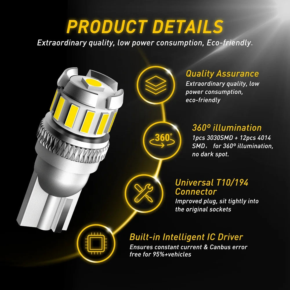 Canbus T10 W5W LED for Hyundai Tucson/Accent/i30 | 2pc Interior Bulb
