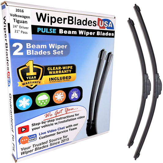 2016 Volkswagen Tiguan Wiper Blades w/1yr Wear Warranty (Set of 2) Wipers