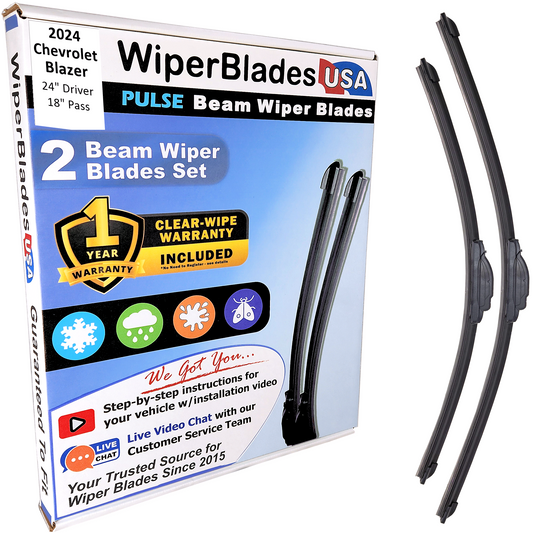 2024 Chevrolet Blazer Wiper Blades w/1yr Wear Warranty (Set of 2) Wipers