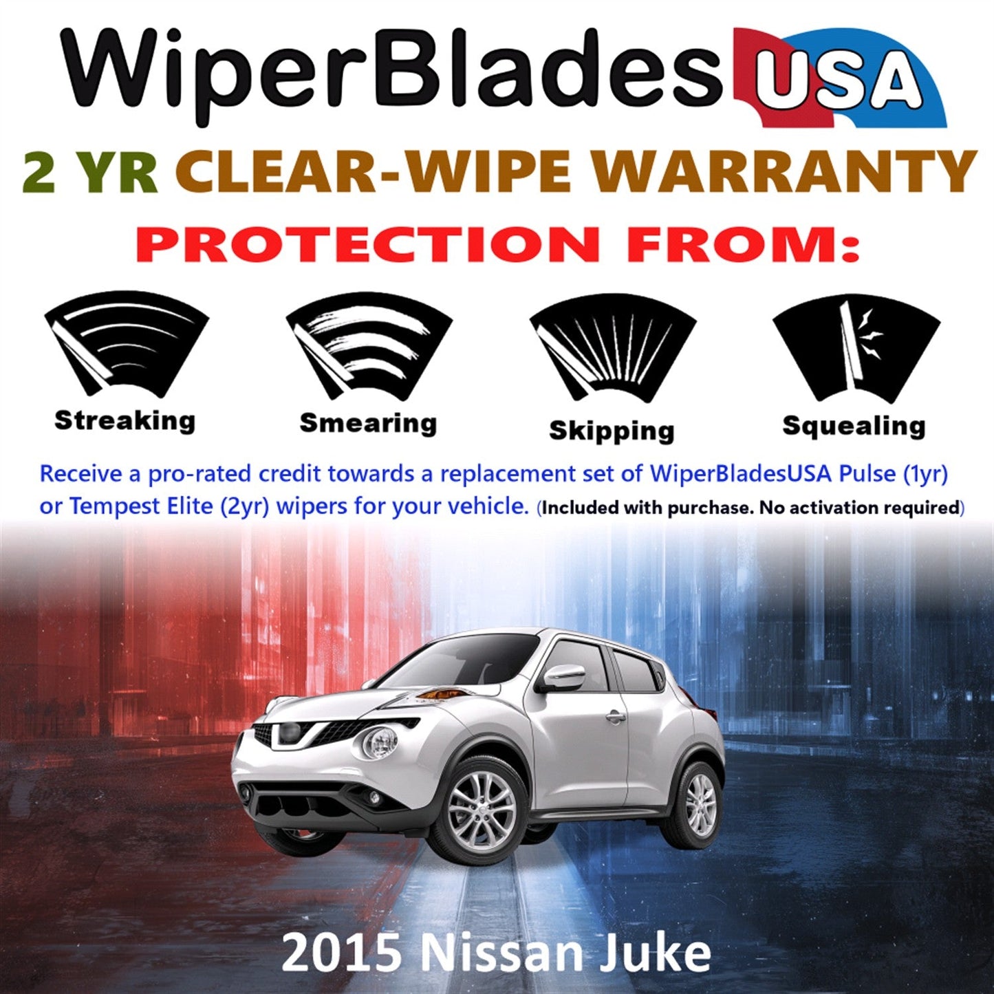 2015 Nissan Juke Wiper Blades w/2yr Wear Warranty (Set of 3) w/Rear Beam Wipers-1