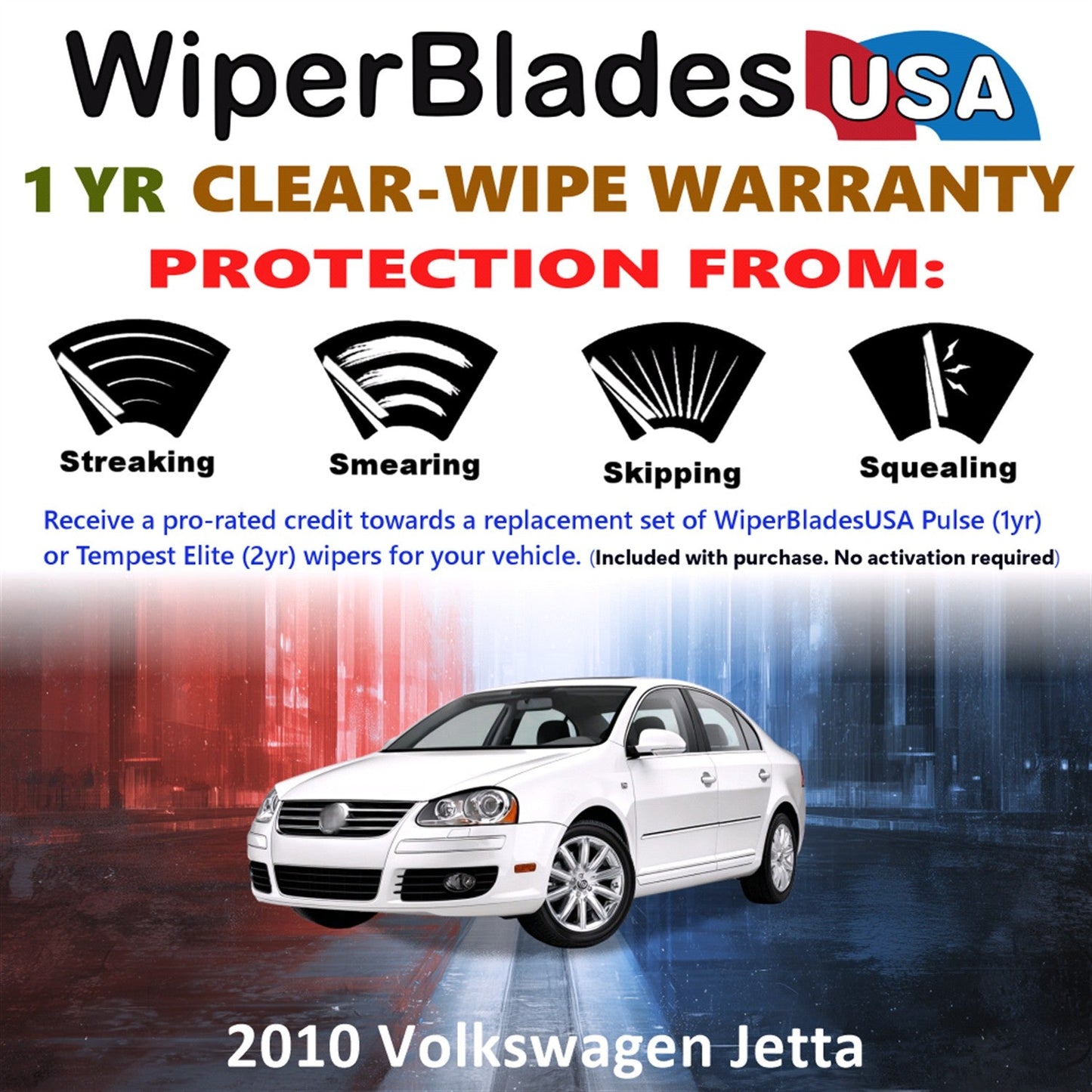 2010 Volkswagen Jetta Wiper Blades w/1yr Wear Warranty (Set of 2) Wipers