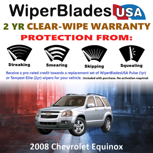2008 Chevrolet Equinox Wiper Blades w/2yr Wear Warranty (Set of 2) Beam Wipers