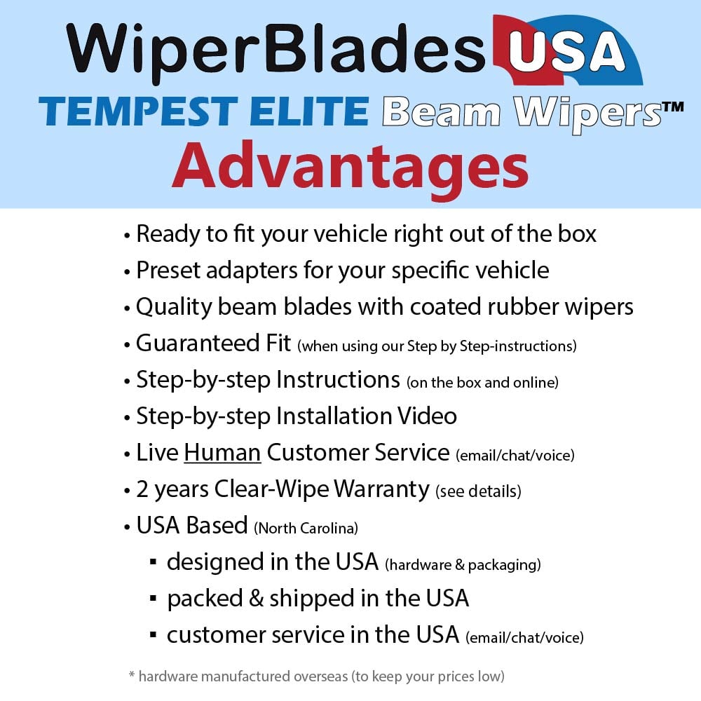 2008 Chevrolet Equinox Wiper Blades w/2yr Wear Warranty (Set of 2) Beam Wipers