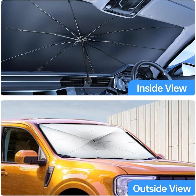 Car Windshield Sun Shade Umbrella – Foldable for Cars, SUVs, Trucks Front Window Sunshade with Heat Insulation & UV Protection