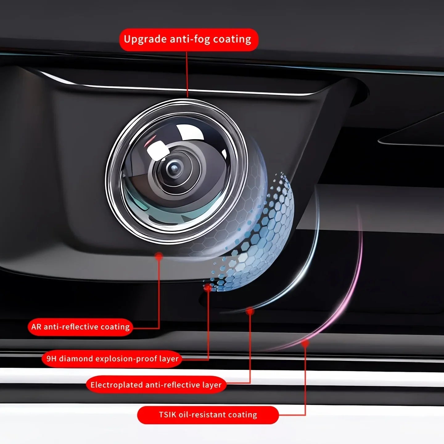 2/4pcs Car Camera Lens Protective Cover 360 Panoramic Reversing Camera Lens Guards HD Scratch Resistant Modification Accessory